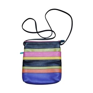 Vintage ili New York Crossbody Bag Multicolor Striped Leather